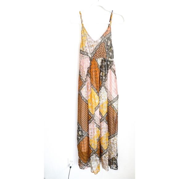 Raga Jenya Brown Boho Patchwork Maxi Dress NWT Sz M - Picture 5 of 13